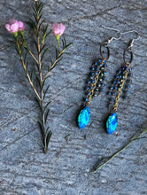 Load image into Gallery viewer, Aqua Glacier Blue Vintage Glass Earrings
