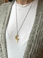 Load image into Gallery viewer, Gold Moon and Opal Charm Necklace
