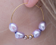 Load image into Gallery viewer, Lilac Pearl Melange Hoop Earrings
