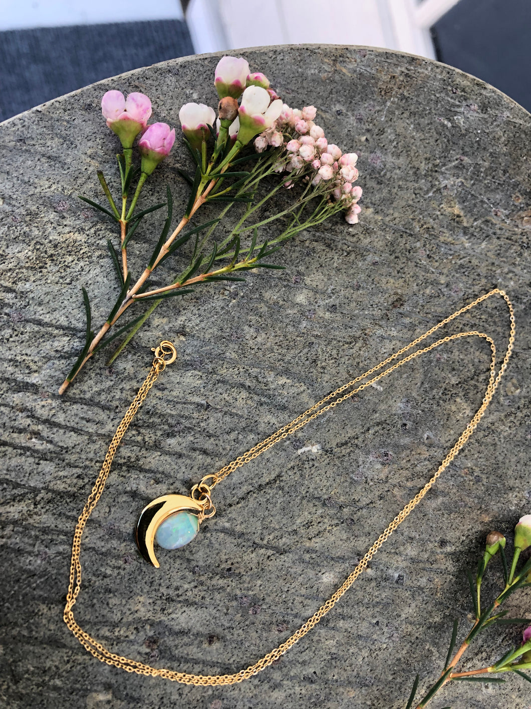 Small Moon with Opal Necklace