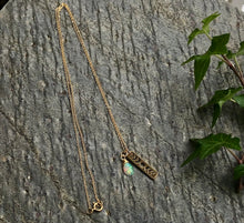 Load image into Gallery viewer, Small Gold Moon Phase Bar Necklace with Ethiopian Opal
