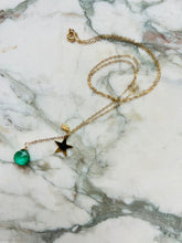 Load image into Gallery viewer, Green Amethyst and Opal Gold Star Charm Necklace
