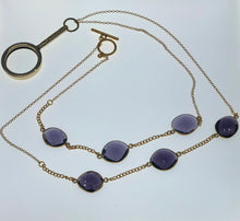 Load image into Gallery viewer, Purple Amethyst Gold Magnifying Glass Pendant Necklace
