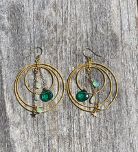 Load image into Gallery viewer, Opal and Green Amethyst Hoop Earrings
