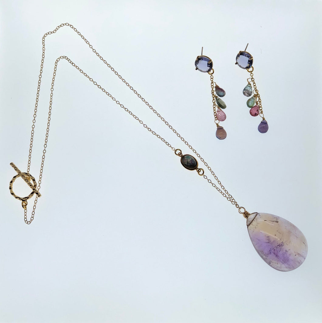 Purple and Yellow Ametrine Pendant Necklace