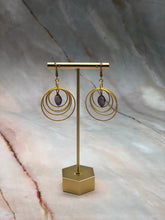 Load image into Gallery viewer, Amethyst Gold Hoop Earrings
