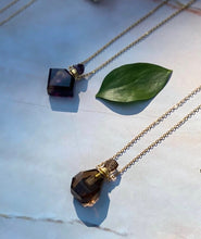 Load image into Gallery viewer, Smoky Colored Glass Essential Oil Necklace/Glass Perfume Bottle on Necklace/boho
