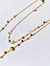 Load image into Gallery viewer, Multi Gemstone Gold + Brass Magnifying Glass Pendant Necklace

