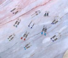 Load image into Gallery viewer, Cubic Zirconia Glass and Sapphire Drop Earrings
