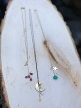 Load image into Gallery viewer, Gold Moon and Opal Charm Necklace
