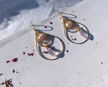 Load image into Gallery viewer, Peaches &amp; Roses Teardrop Hoops
