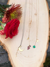 Load image into Gallery viewer, Watermelon Tourmaline Matte Gold Heart Charm Necklace
